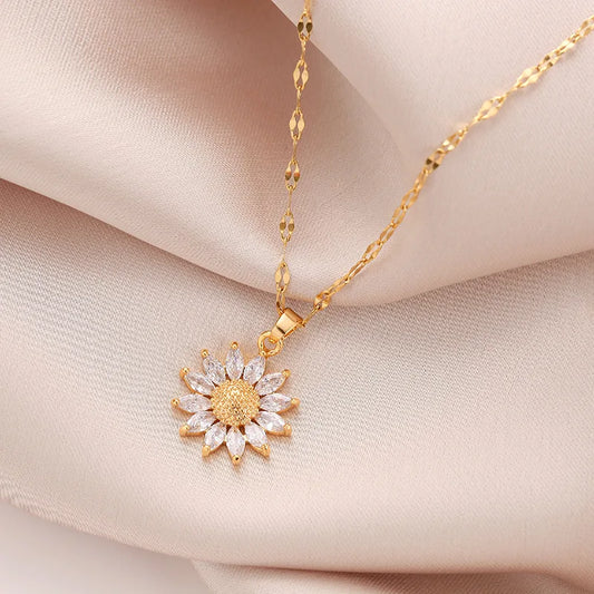 GARGANTILHA GIRASSOL BANHADO EM OURO 18K