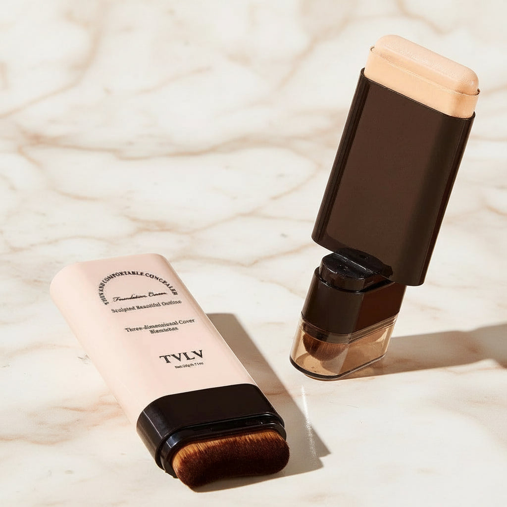 Base Bastão com Pincel Integrado – Camufla Manchas com Acabamento Natural, longa fixação e à Prova d’Água