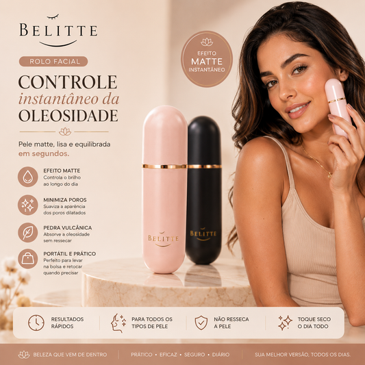 Rolo Facial de Pedra Vulcânica –© Anti-Oleosidade Instantânea e Pele com Efeito Matte