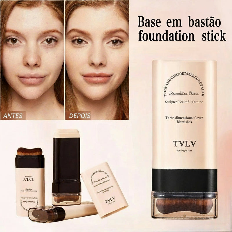 Base Bastão com Pincel Integrado – Camufla Manchas com Acabamento Natural, longa fixação  e à Prova d’Água